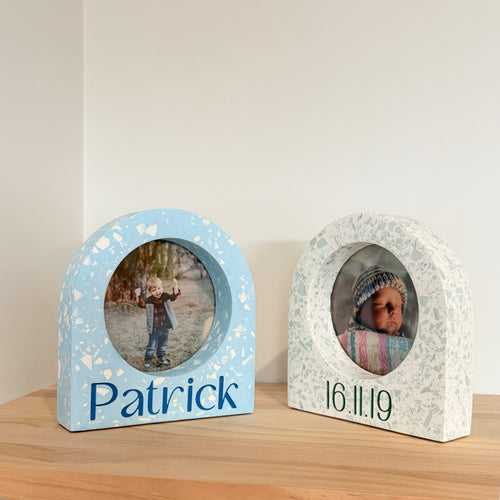 Custom Date/name Arch Terrazzo Photo Frame – Choose Your Colours