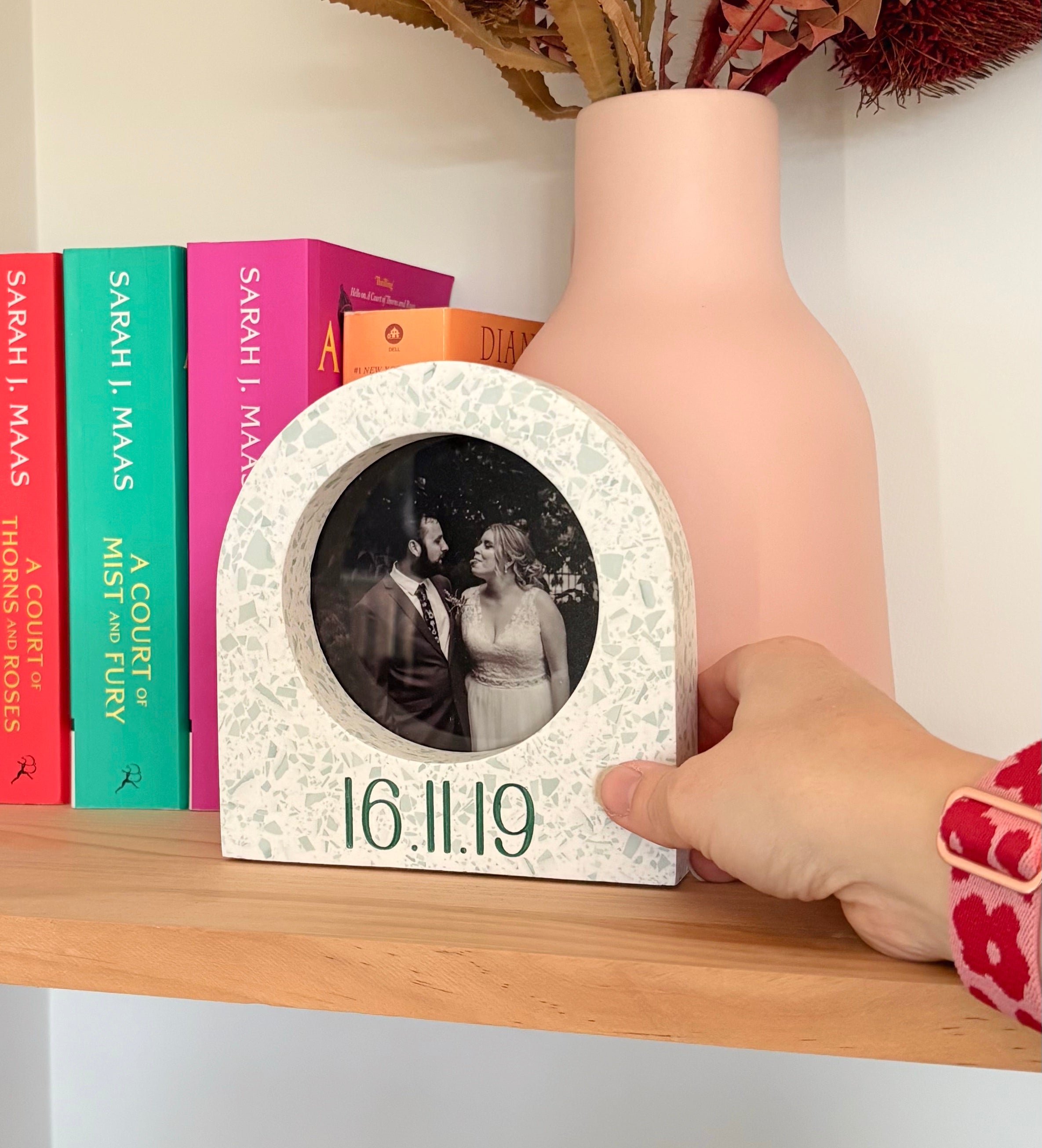 Custom Date Arch Terrazzo Photo Frame – Choose Your Colours