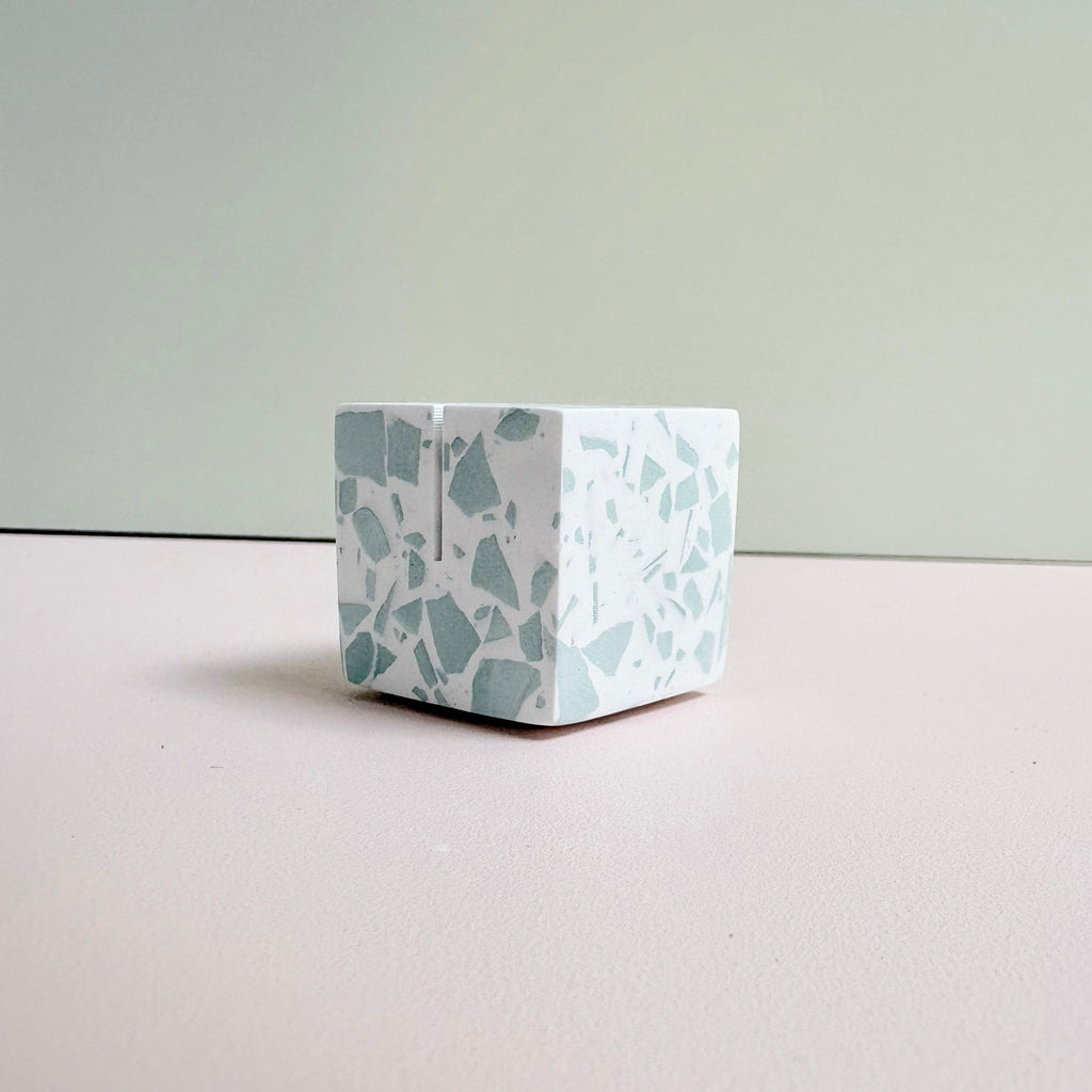 Sage Green Terrazzo Name Card & Photo Holder