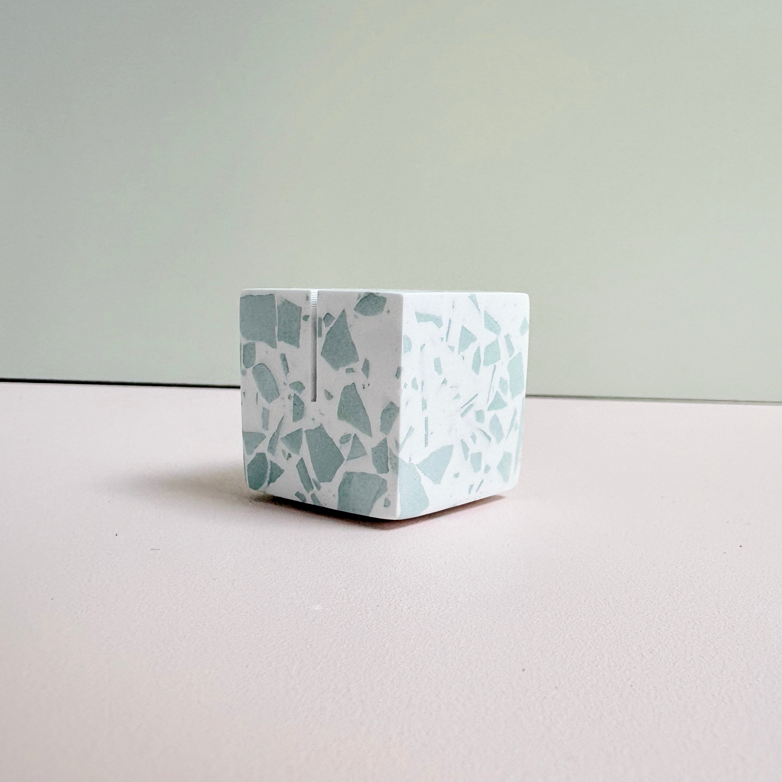 Sage Green Terrazzo Name Card & Photo Holder