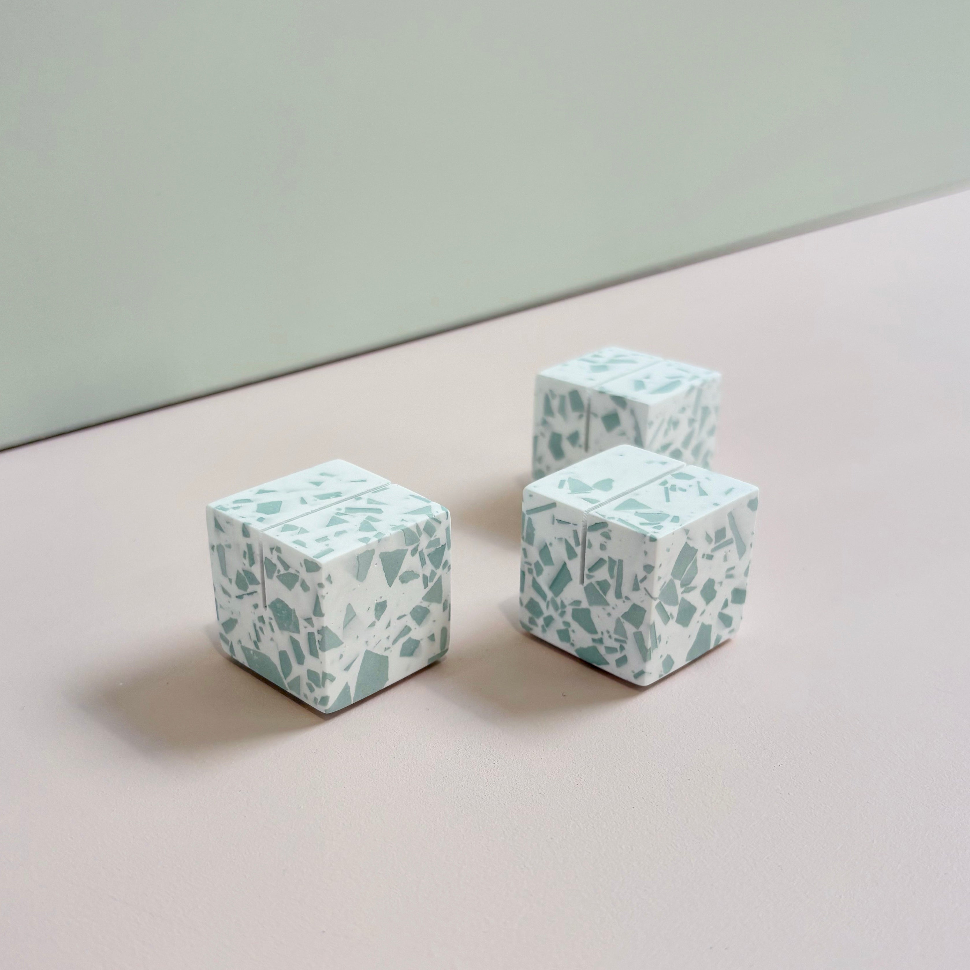 Sage Green Terrazzo Name Card & Photo Holder