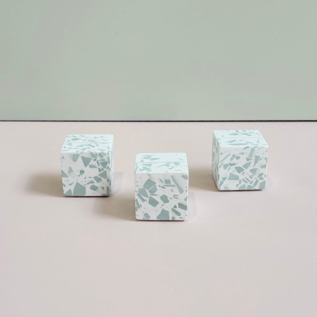 Sage Green Terrazzo Name Card & Photo Holder