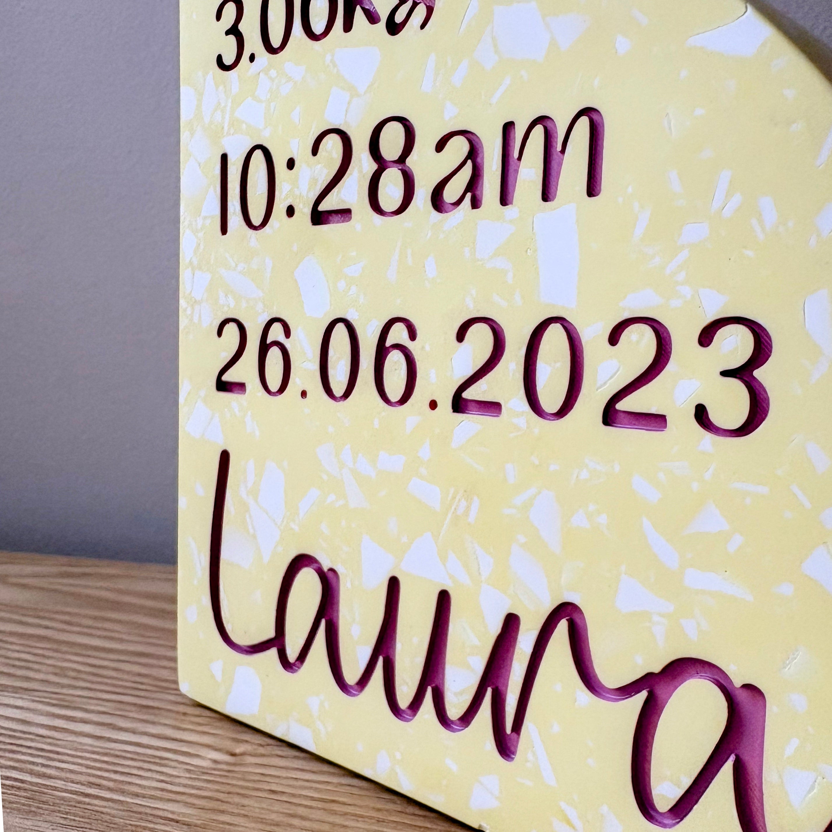 Personalised Birth Details Terrazzo Bookend - Choose your colours